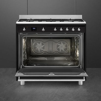 Smeg 90cm Cooker with Gas Hob Black