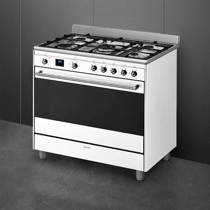 Smeg 90cm Cooker With Gas Hob White