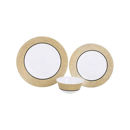 Luminarc Celebration 46 Piece Dinner Set Gold & White