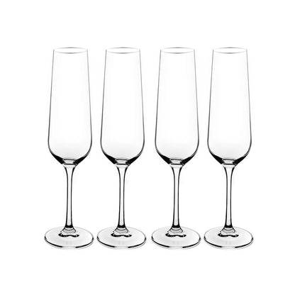 Consol 4 Piece 200ml Signature Vienna Stem Champagne Flute Glass Set Clear