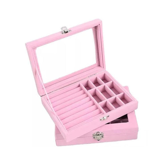 Urban Decor 2 Piece Flannel Jewelry Box Set Pink