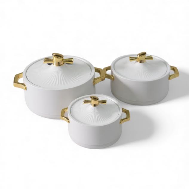 3 Piece Food Warmer Serving Set Grey