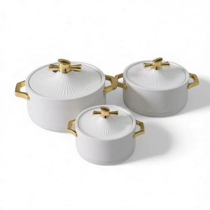 3 Piece Food Warmer Serving Set Grey