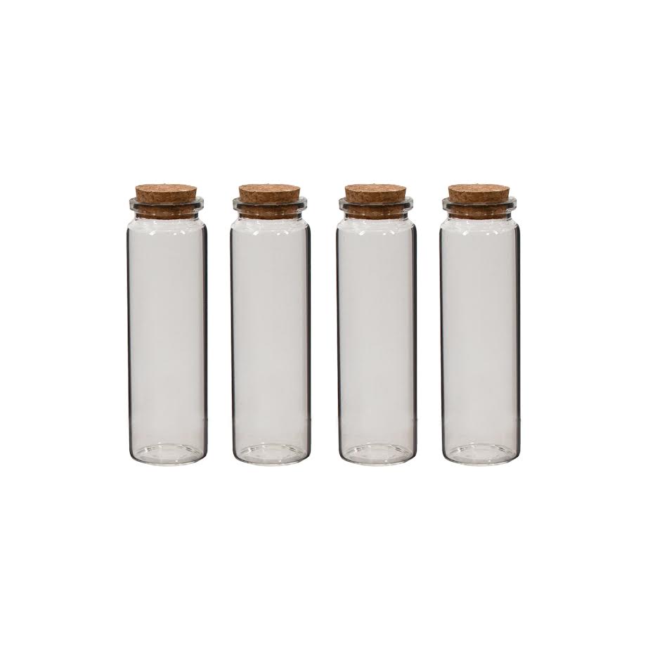 Regent 4 Piece 100ml Glass Bottles with Cork Lids Set Clear