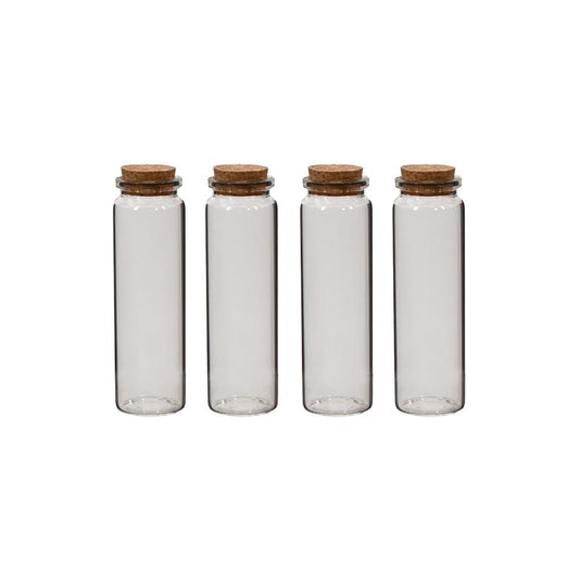 Regent 4 Piece 100ml Glass Bottles with Cork Lids Set Clear