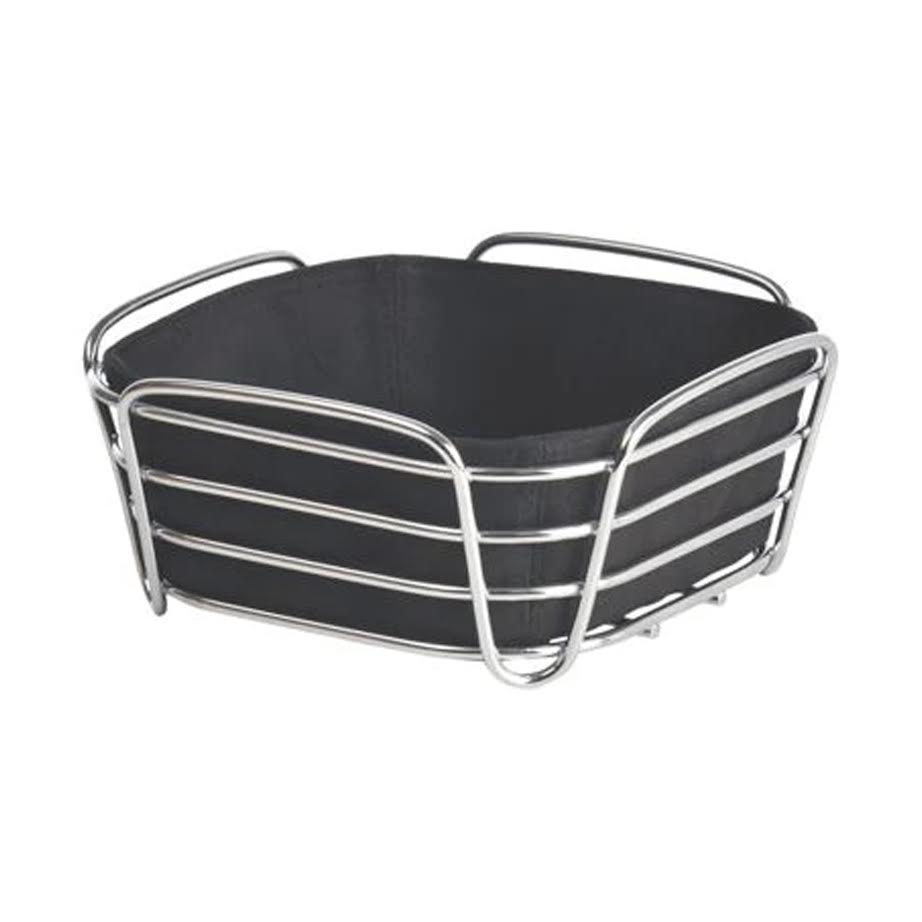 Regent Square Wire Bread Basket with Canvas Liner Black & Silver