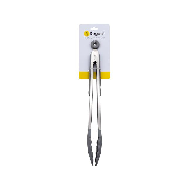 Regent Stainless Steel Tong with Silicone Tips Grey & Silver