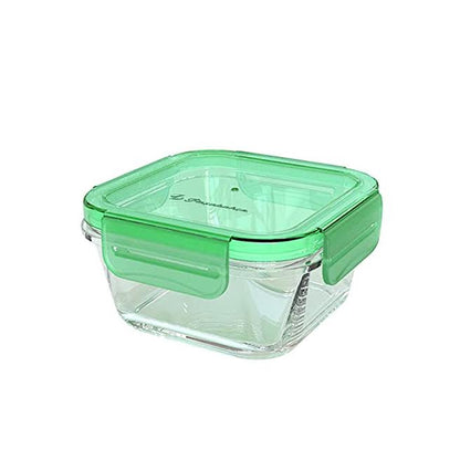 Pasabahce Snowbox 355ml Square Cliplock Storage Bowl Green Set of 6