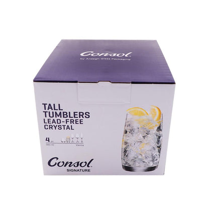 Consol 4 Piece 380ml Signature Vienna Tall Tumbler Set Clear