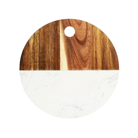 Aqua Round Cutting Board Brown & White