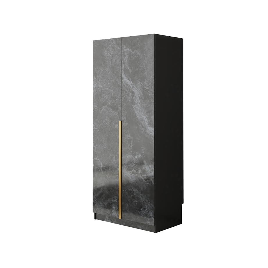 Exotic Designs 2 Door Wardrobe Black & Gold