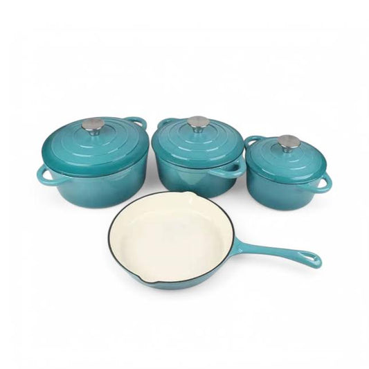 The Culinarium 7 Piece Cast Iron Cookware Set Light Blue