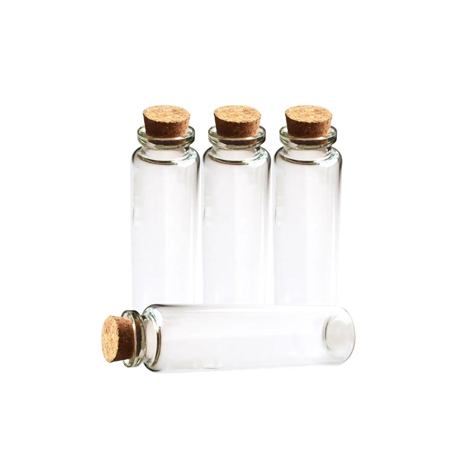 Regent 4 Piece 100ml Glass Bottles with Cork Lids Set Clear