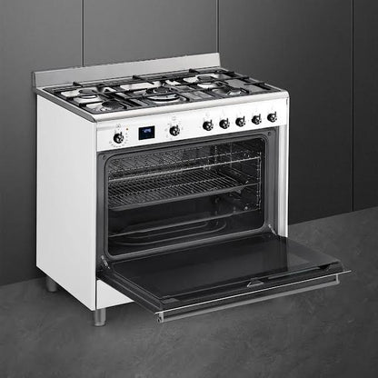 Smeg 90cm Cooker With Gas Hob White