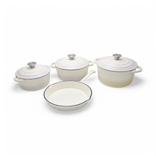 The Culinarium 7 Piece Cast Iron Cookware Set Cream