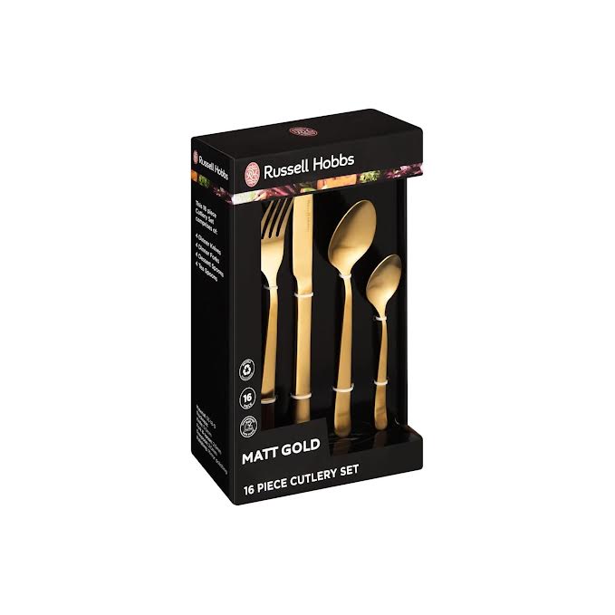 Russell Hobbs 16 Piece Stainless Steel Cutlery Set Gold