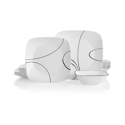 Corelle 18 Piece Simple Lines Dinner Set White