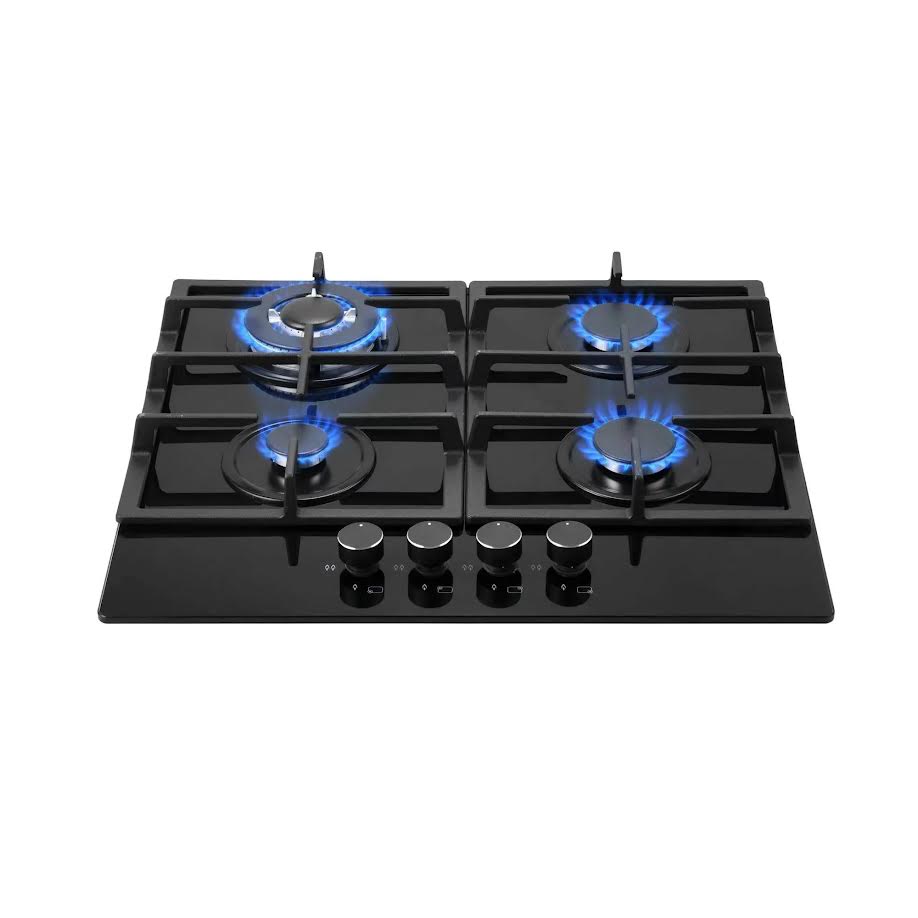 Totai Glass Hob 4 Burner Gas Black