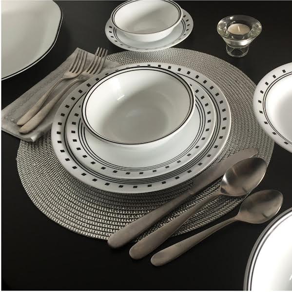 Corelle City Block 18 Piece Dinner Set White