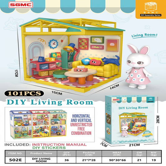 101 Piece DIY Living Room Miniature Assembly Set Yellow