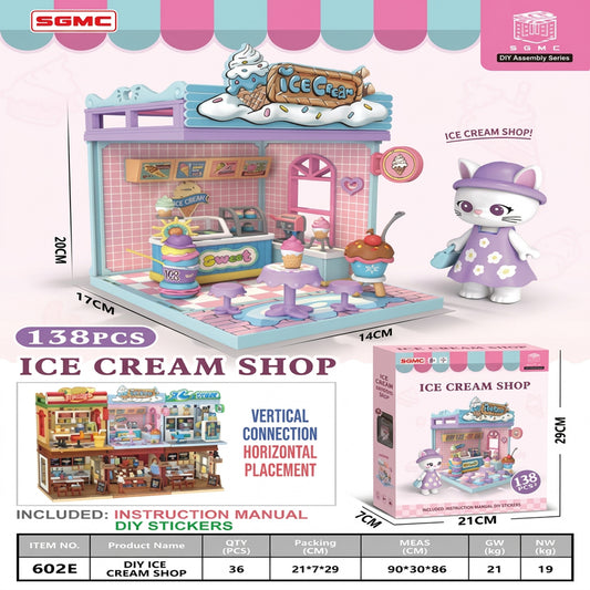 138 Piece DIY Ice Cream Shop Miniature Assembly Set Pink