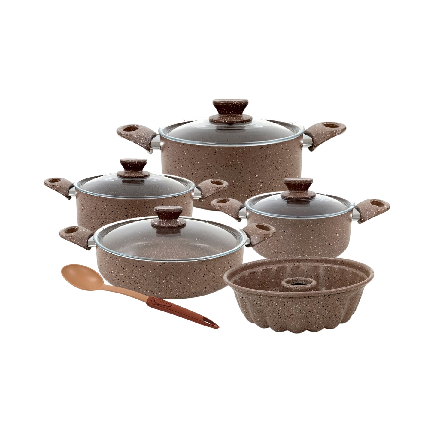 10 Piece  Leydi Turkish Granite Pot Set Brown