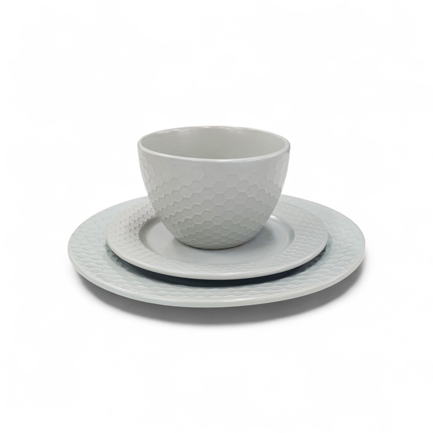 Kitchen Life 12 Piece Honeycomb Dinner Set Light Grey