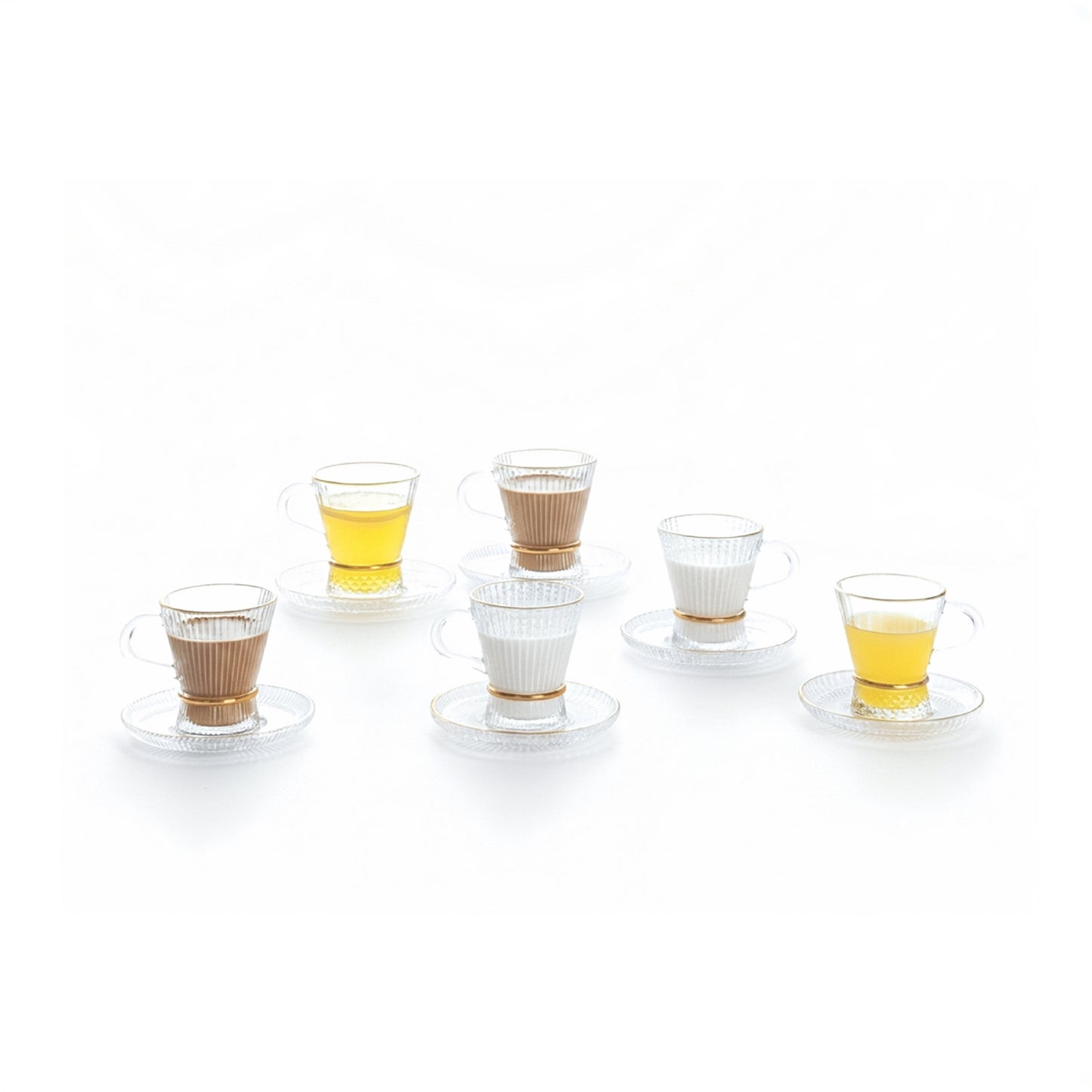 12 Piece Cup & Saucer Set Clear