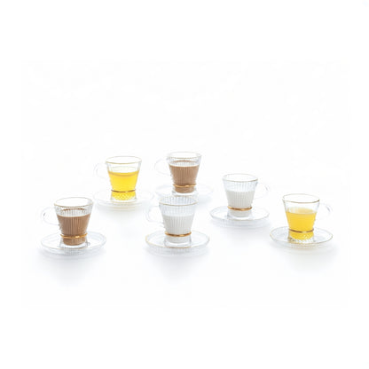 12 Piece Cup & Saucer Set Clear