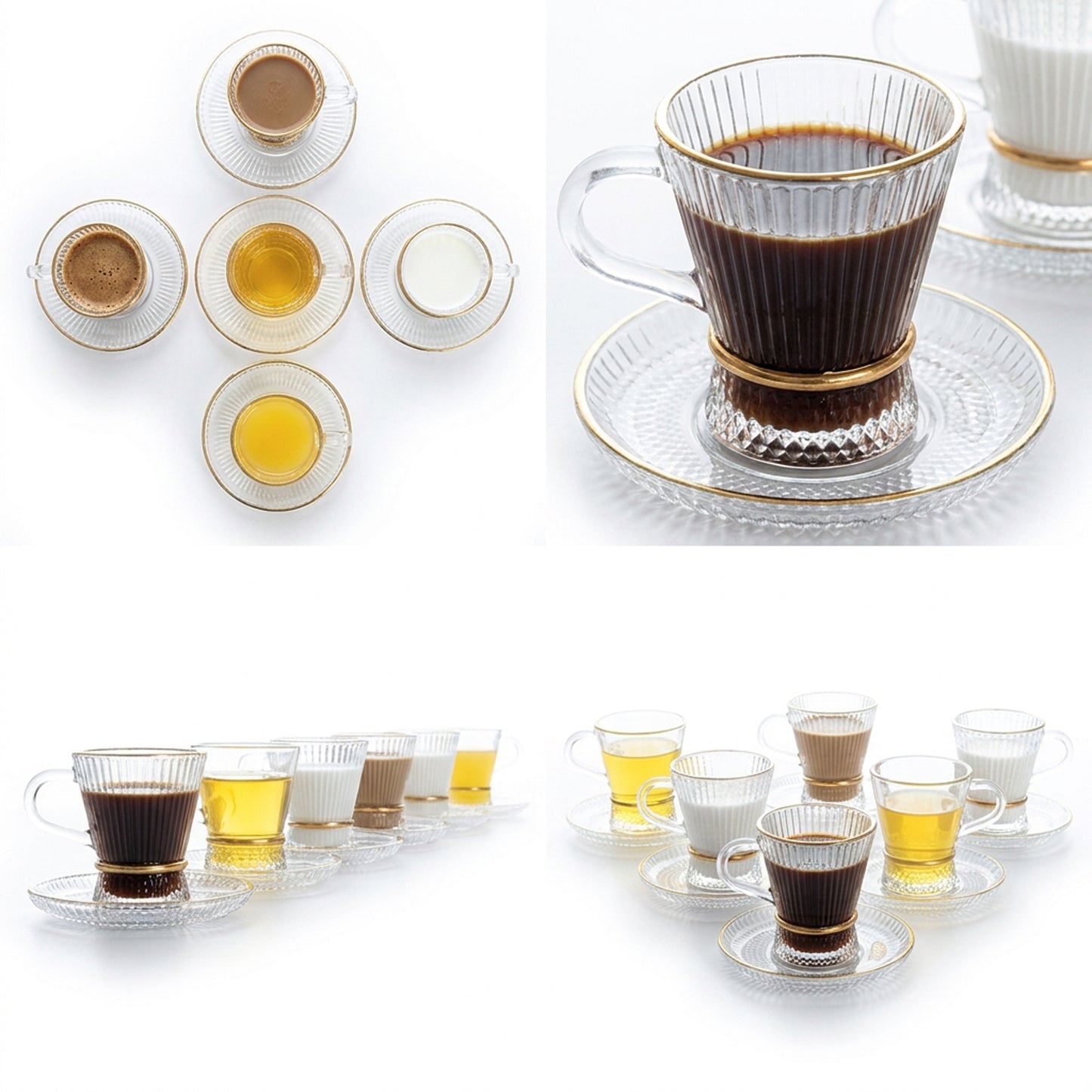 12 Piece Cup & Saucer Set Clear