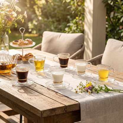 12 Piece Cup & Saucer Set Clear