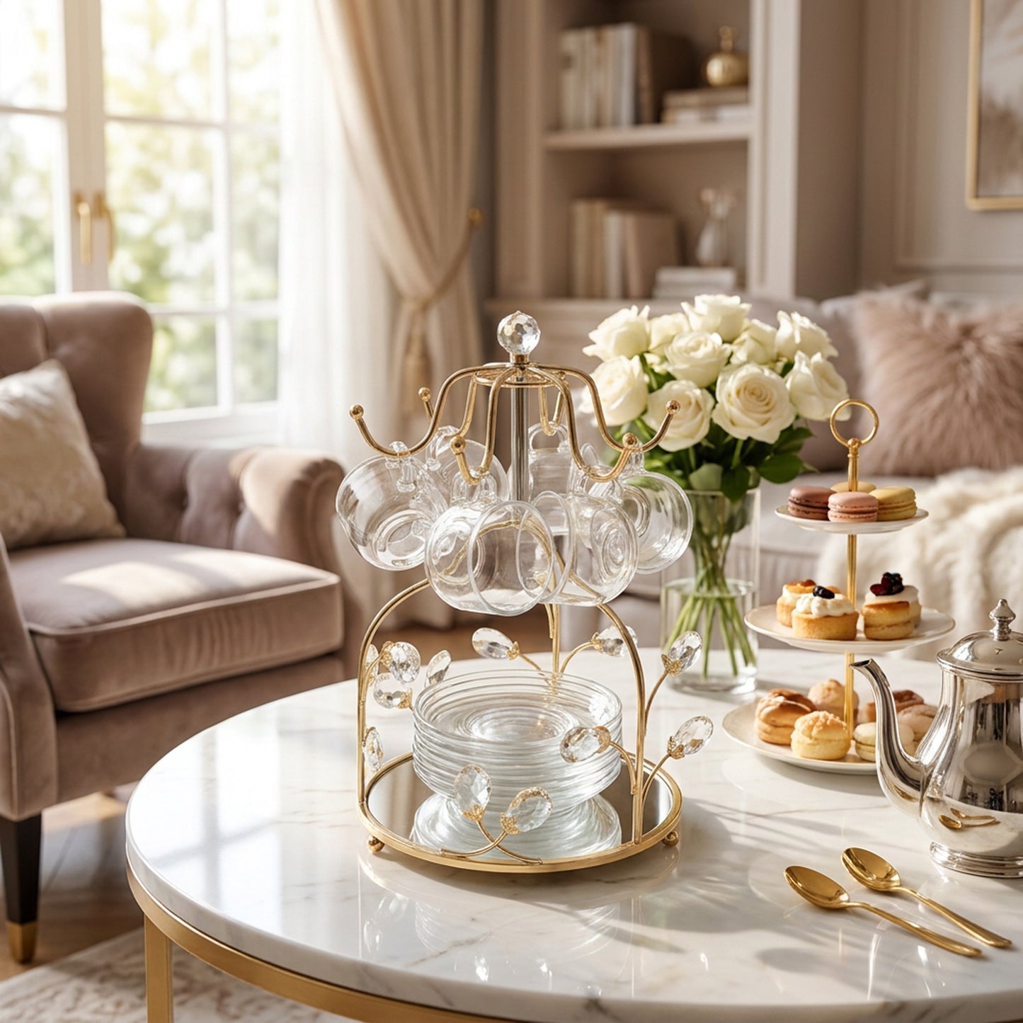 13 Piece Cup & Saucer Set Gold