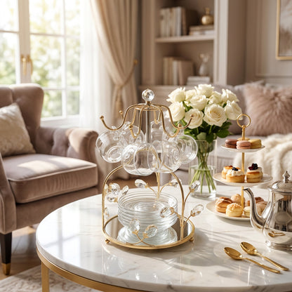 13 Piece Cup & Saucer Set Gold