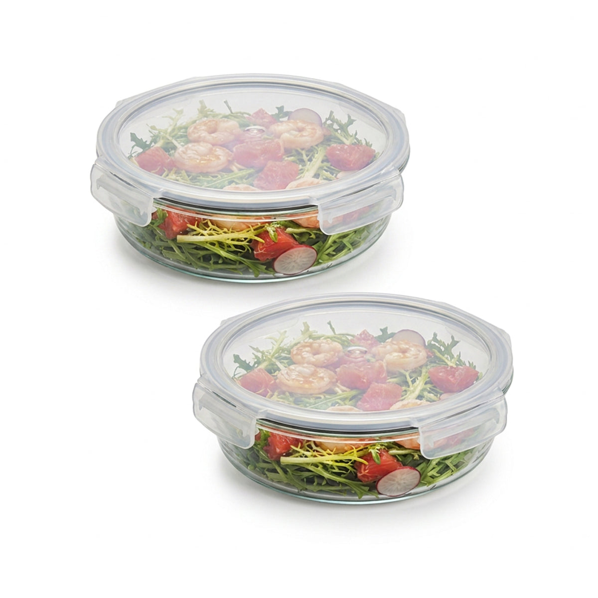 CH 1400ml 2 Piece Round Glass Container Set Clear