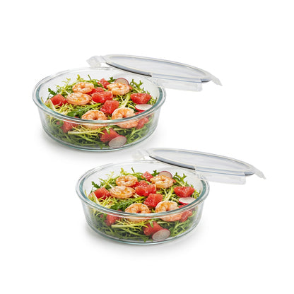 CH 1400ml 2 Piece Round Glass Container Set Clear