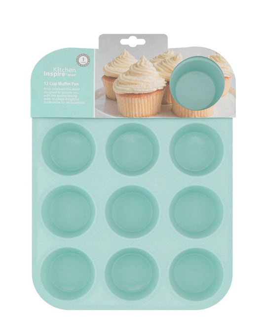 Kitchen Inspire 12 Hole Silicone Muffin Pan Blue