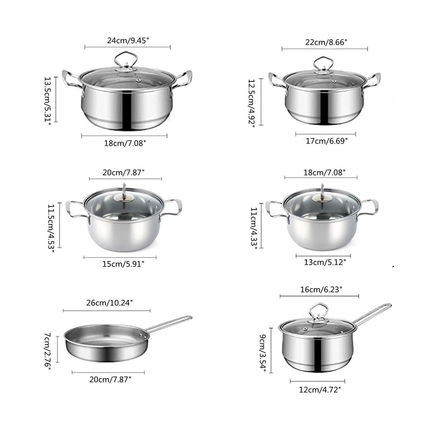 First Home Range 18 Piece Stainless Steel Pot Set Silver