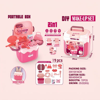 19 Piece 2-in-1 DIY Make-Up Play Set Pink