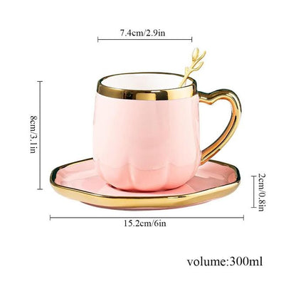 Ceramic Flower Tea Cup & Saucer Set Pink