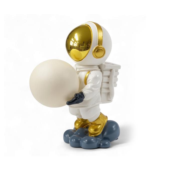 Astronaut Holding Moon Desk Lamp White