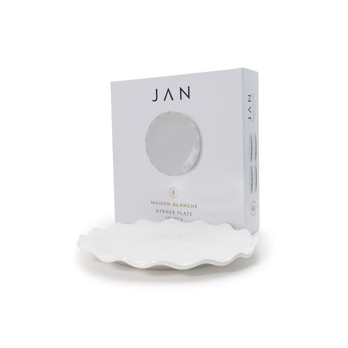 JAN Maison Blanche 4 Piece 27cm Dinner Plate Set White
