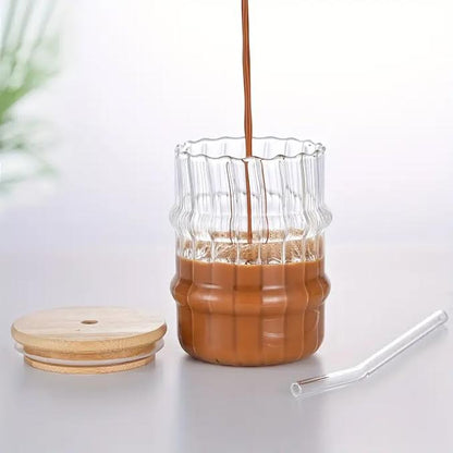 Glass Tumbler With Lid & Straw Clear