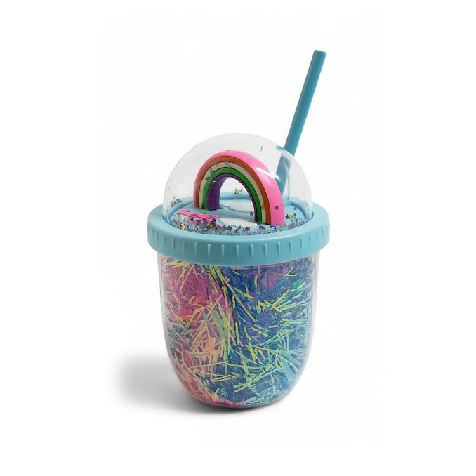 Rainbow Tinsel Sippy Cup Blue