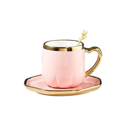Ceramic Flower Tea Cup & Saucer Set Pink