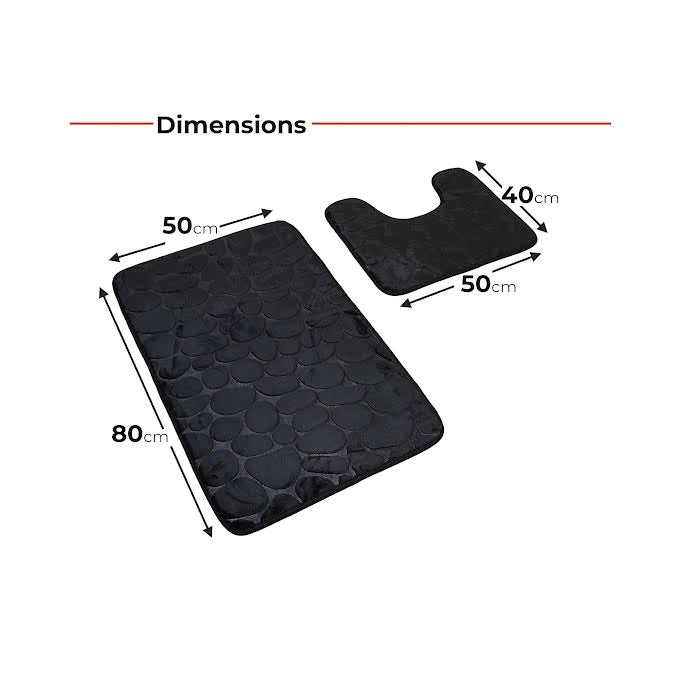 2 Piece Bathroom Rug Set Black