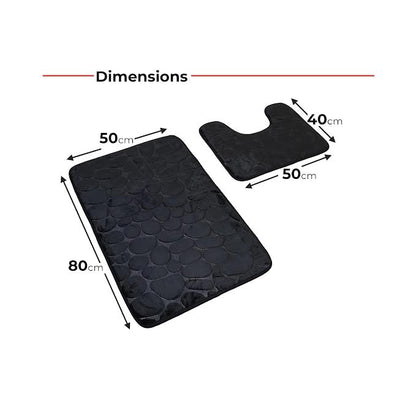 2 Piece Bathroom Rug Set Black