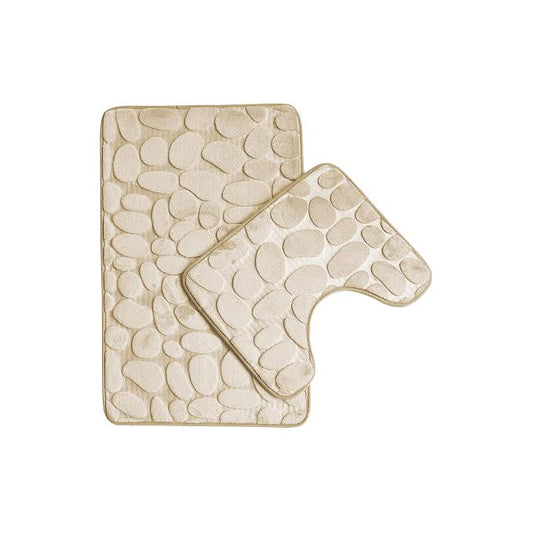 2 Piece Bathroom Rug Set Beige