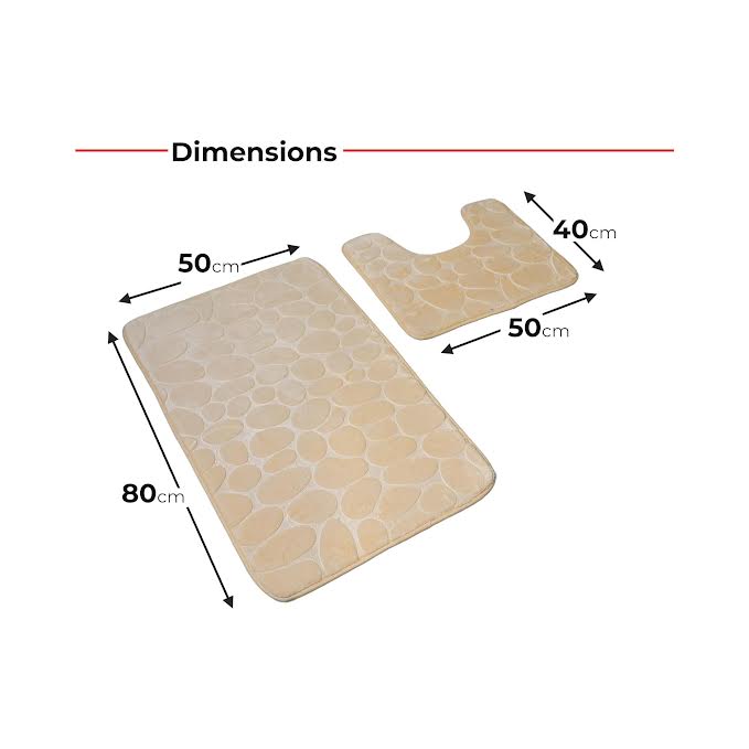 2 Piece Bathroom Rug Set Beige