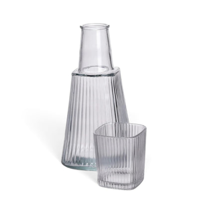 Ribbed Design Carafe & Tumbler Set Clear