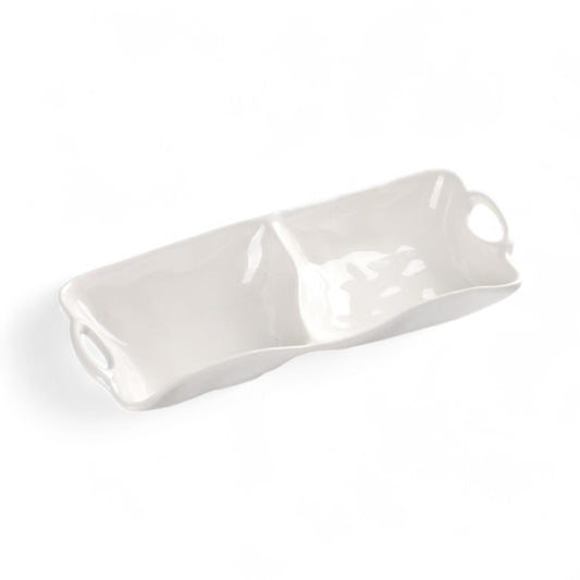 Kitchen Life 2 Division Ceramic Serving Bowl White